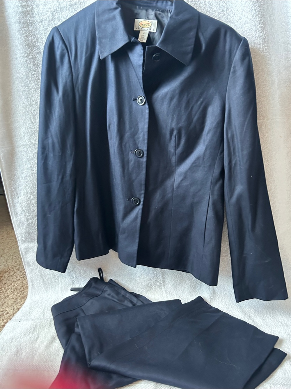 Talbots Navy Button-Front Pantsuit Jacket and Trousers
